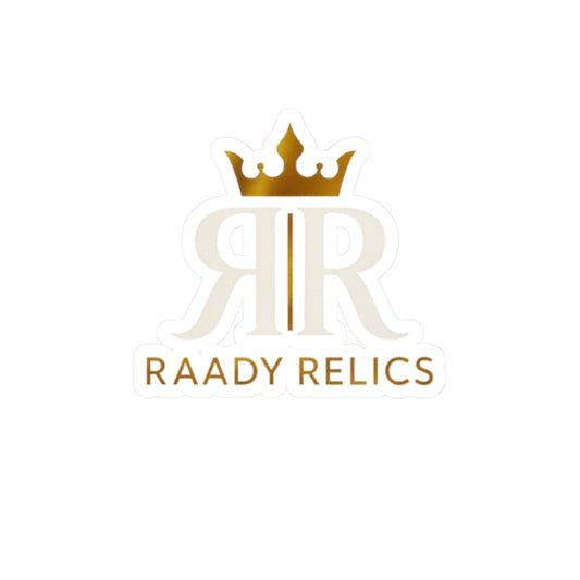 Raady Relics Gold Crown Logo Sticker — Kiss-Cut Brand Decal for Laptops & Gear
