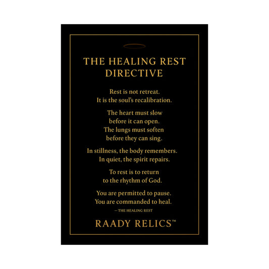 Raady Relics Logo Matte Poster — Black & Gold Vertical Wall Art