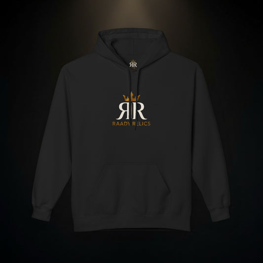 RaandJuice Logo Hoodie — Minimal White Fleece Pullover