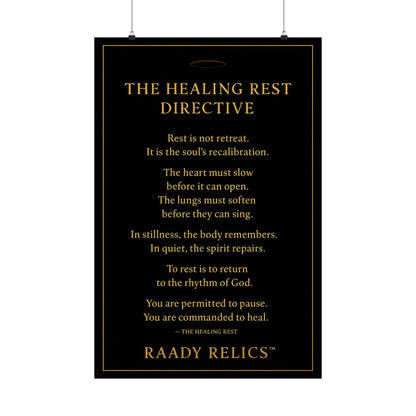Raady Relics Logo Matte Poster — Black & Gold Vertical Wall Art