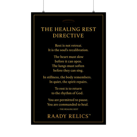 Raady Relics Logo Matte Poster — Black & Gold Vertical Wall Art