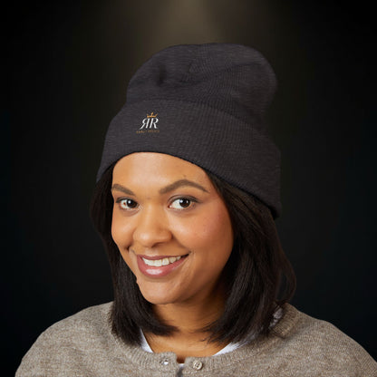 Embroidered Classic Cuffed Beanie – Minimal Crown Logo Winter Hat