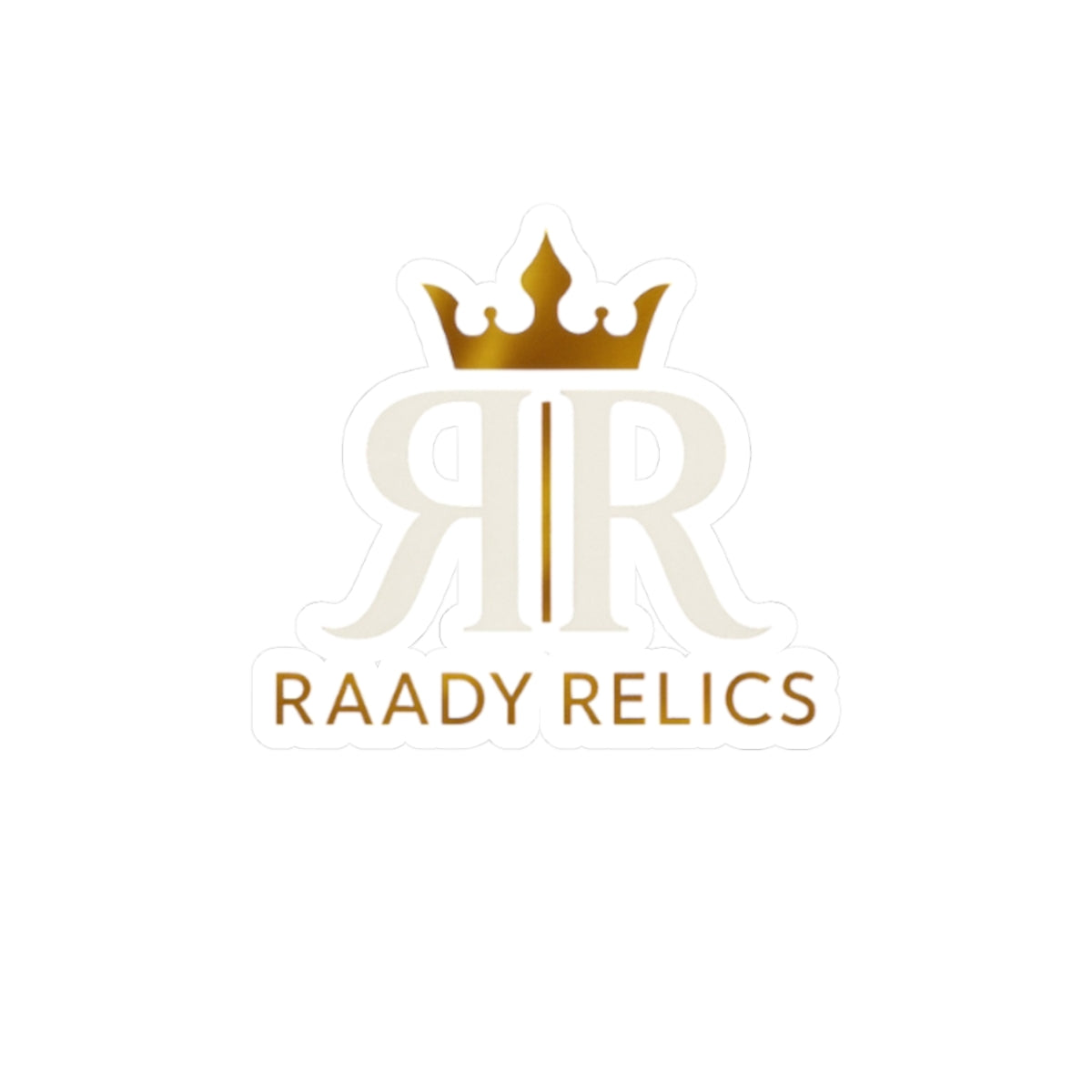 Raady Relics Gold Crown Logo Sticker — Kiss-Cut Brand Decal for Laptops & Gear