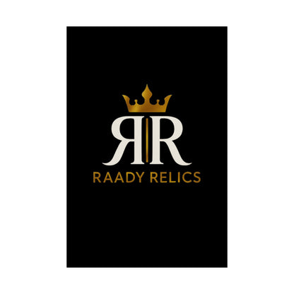 Raady Relics Logo Matte Poster — Black & Gold Vertical Wall Art