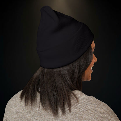 Embroidered Classic Cuffed Beanie – Minimal Crown Logo Winter Hat