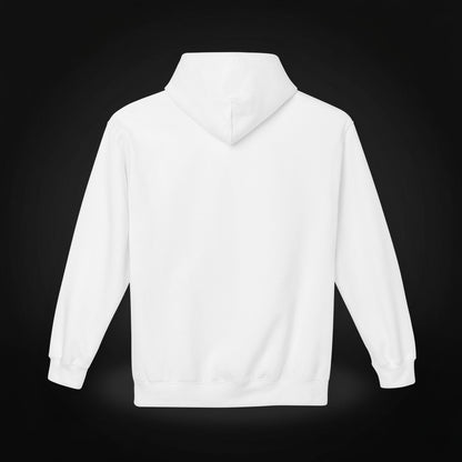 RaandJuice Logo Hoodie — Minimal White Fleece Pullover
