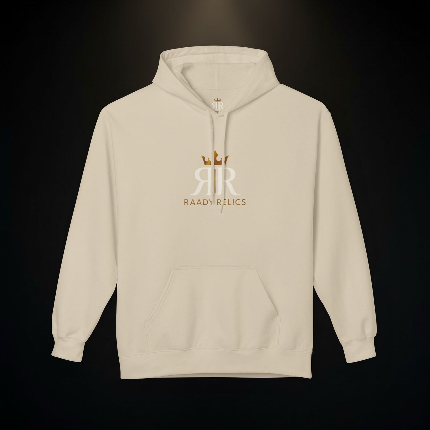 RaandJuice Logo Hoodie — Minimal White Fleece Pullover