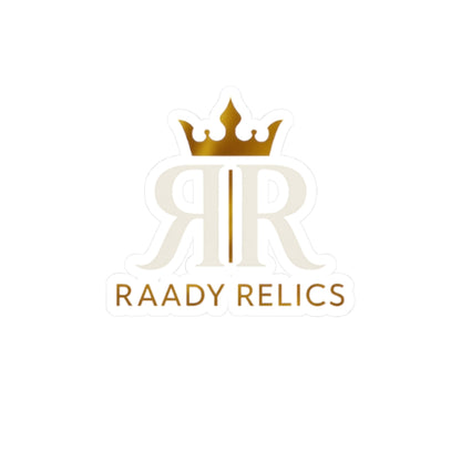 Raady Relics Gold Crown Logo Sticker — Kiss-Cut Brand Decal for Laptops & Gear