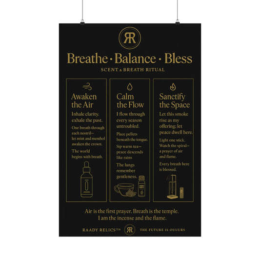 Raady Relics Logo Matte Poster — Black & Gold Vertical Wall Art