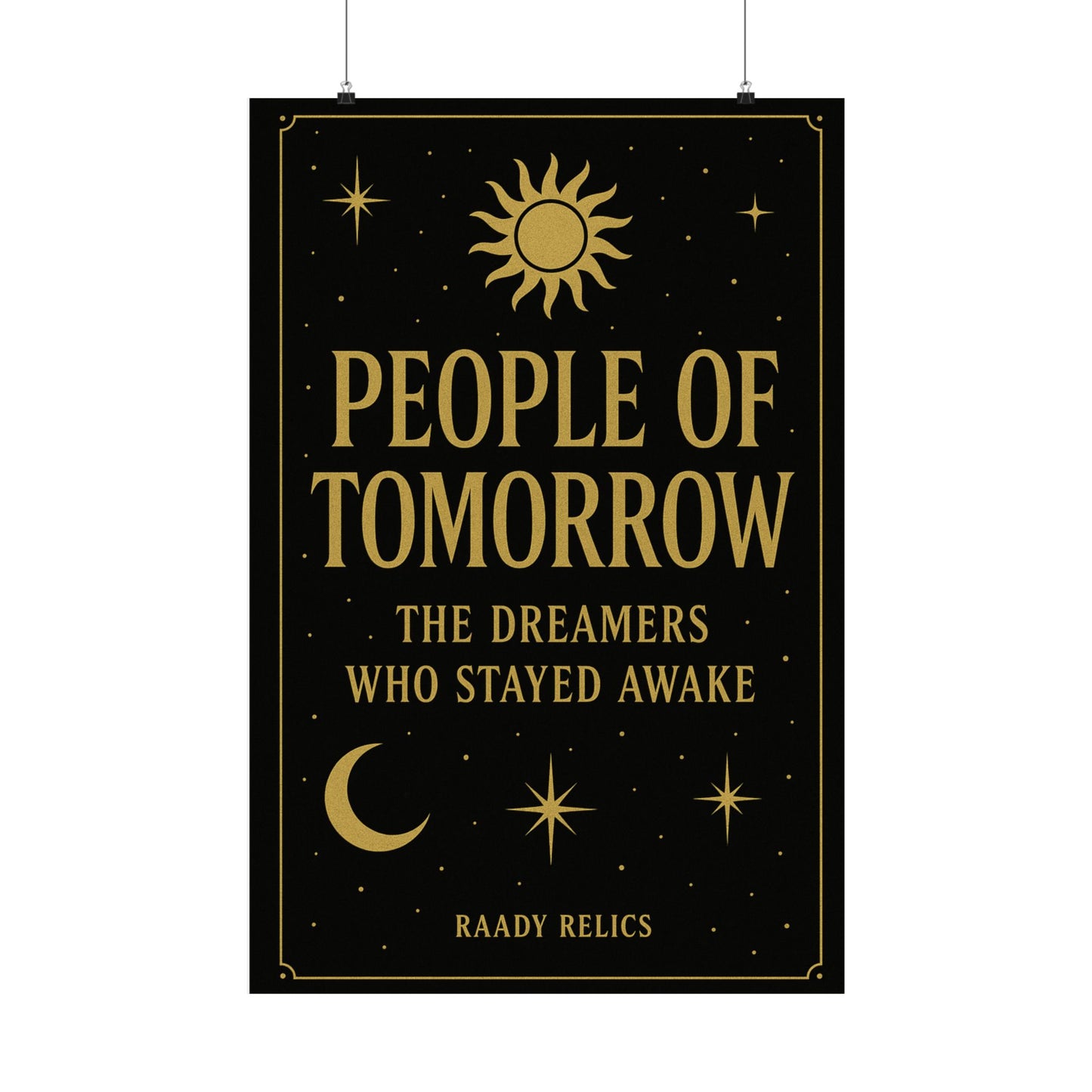 Raady Relics Logo Matte Poster — Black & Gold Vertical Wall Art