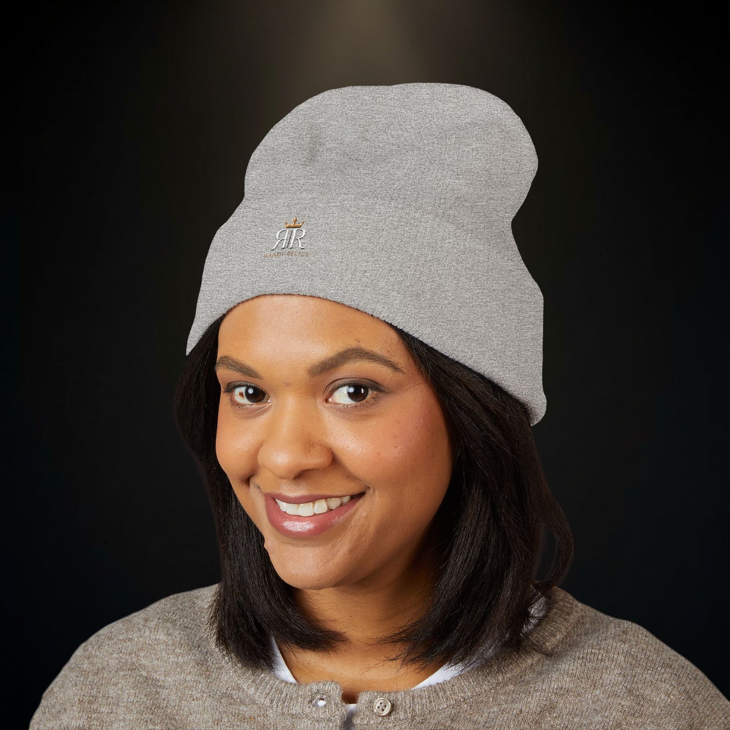 Embroidered Classic Cuffed Beanie – Minimal Crown Logo Winter Hat