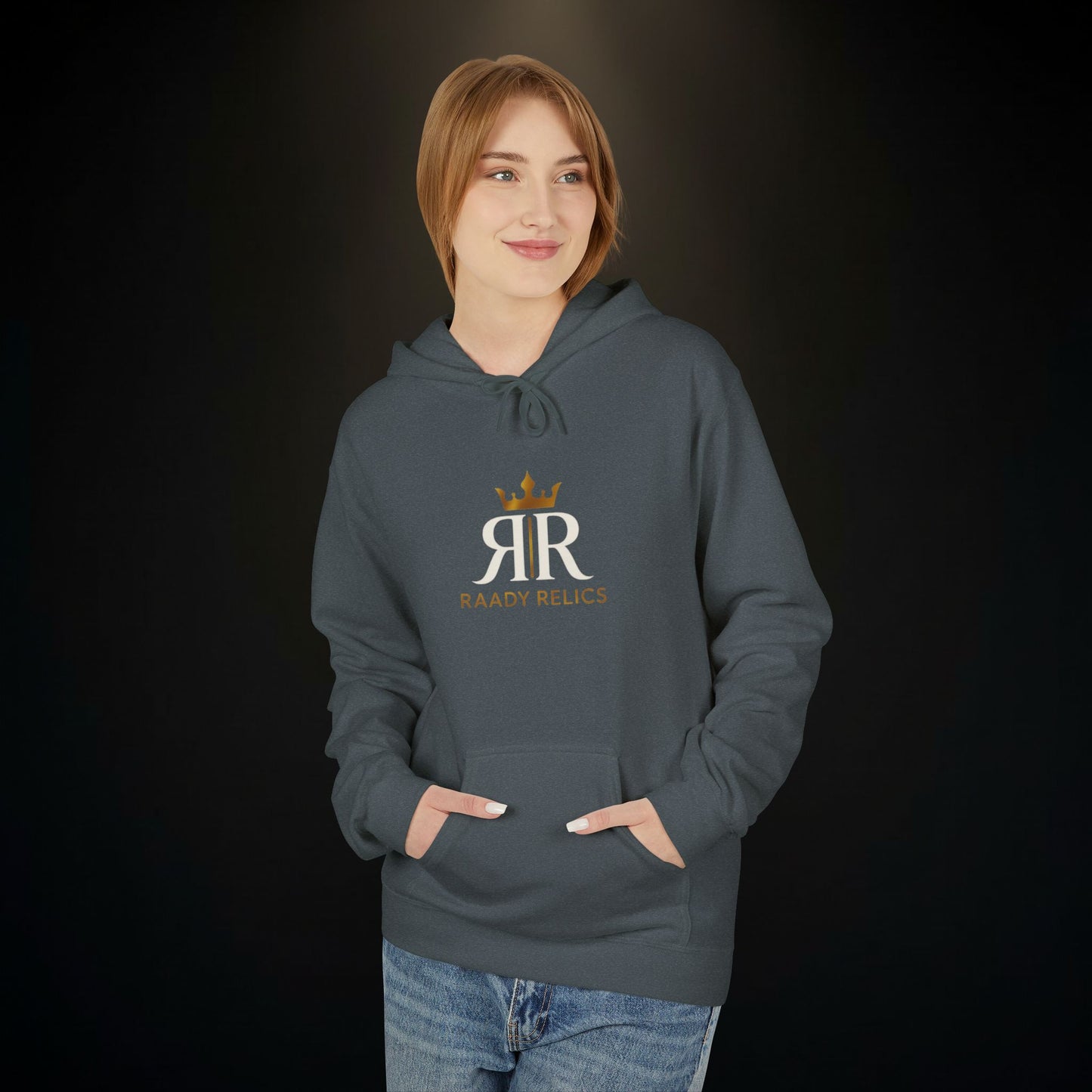 RaandJuice Logo Hoodie — Minimal White Fleece Pullover