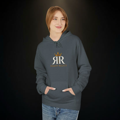 RaandJuice Logo Hoodie — Minimal White Fleece Pullover