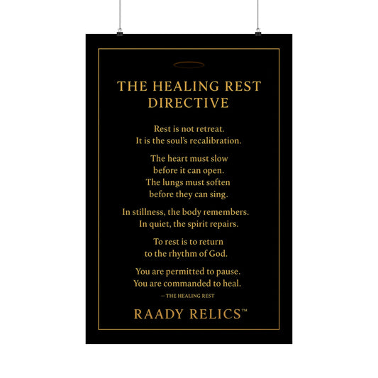 Raady Relics Logo Matte Poster — Black & Gold Vertical Wall Art