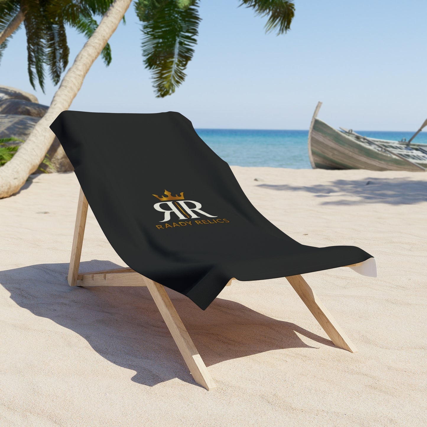 Beach Towel — Black Luxury 'RR' Logo Towel (Ready Relics)
