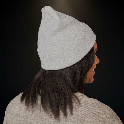 Embroidered Classic Cuffed Beanie – Minimal Crown Logo Winter Hat
