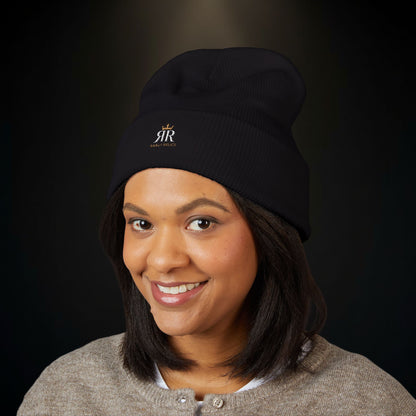 Embroidered Classic Cuffed Beanie – Minimal Crown Logo Winter Hat
